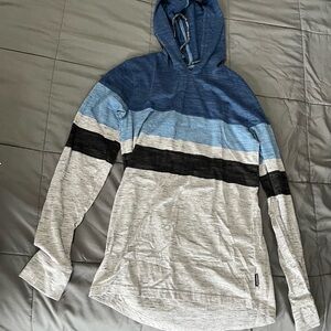 Striped Blue and Gray Hoodie